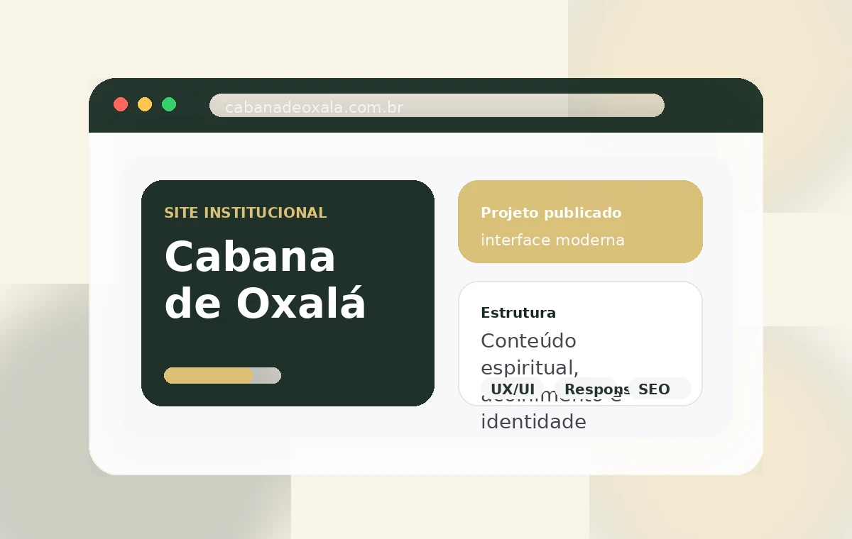 Projeto de site institucional Cabana de Oxalá desenvolvido pela Analyzze
