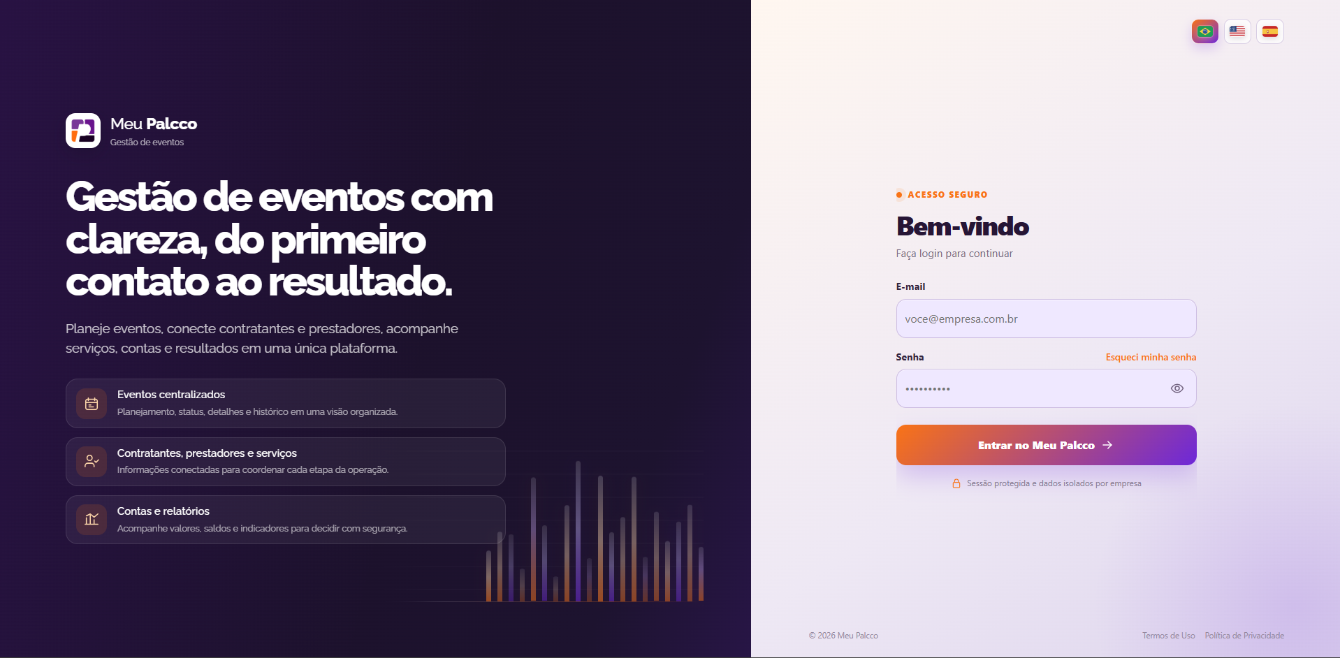 Tela do projeto Meu Palcco